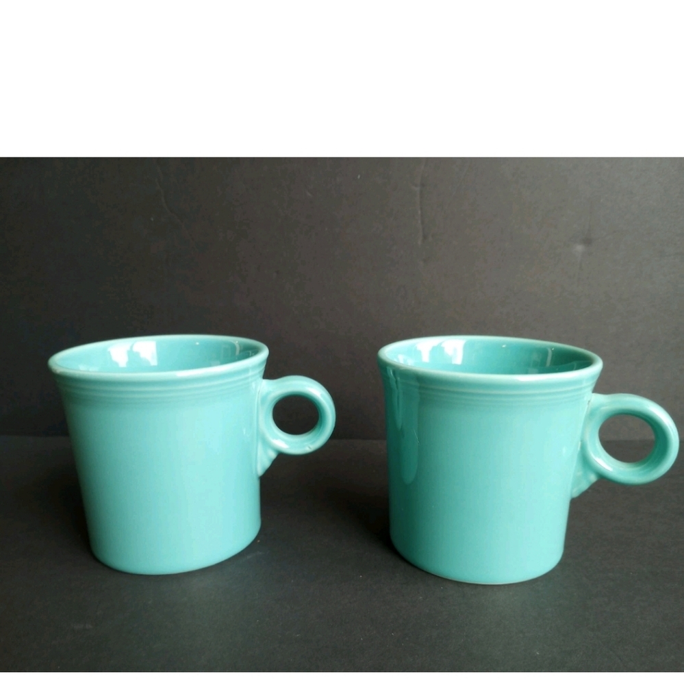2 Vintage Fiesta®Ware HLC Tom & Jerry Mugs Turquoise Fiesta USA